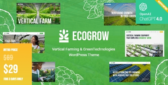 EcoGrow - Vertical Farming & Green Technologies WordPress Theme