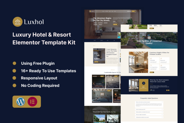 Luxhol - Luxury Resort & Hotel Booking Elementor Template Kit