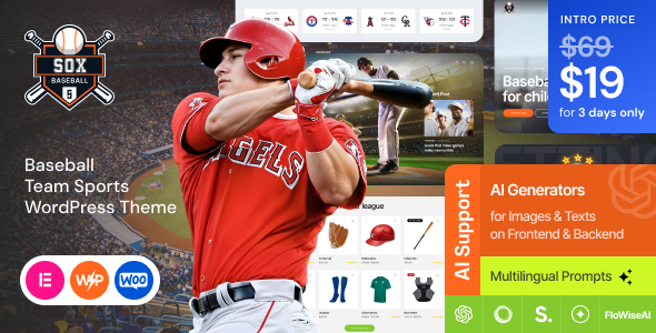 Sox - Baseball Team Sports WordPress Theme