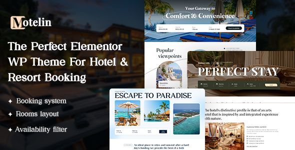Motelin - Hotel & Resort Booking Elementor WordPress Theme