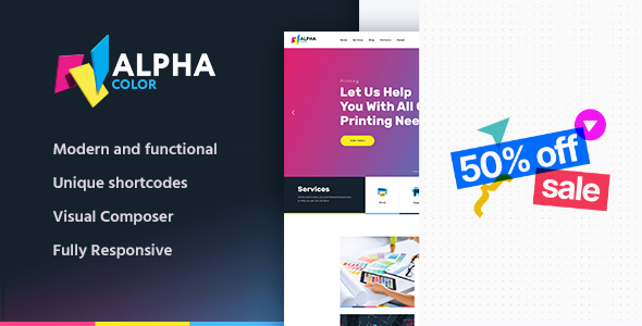 AlphaColor | Type Design & Printing Services WordPress Theme + Elementor