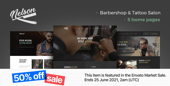 Nelson - Barbershop Hairdresser & Tattoo Salon WordPress Theme