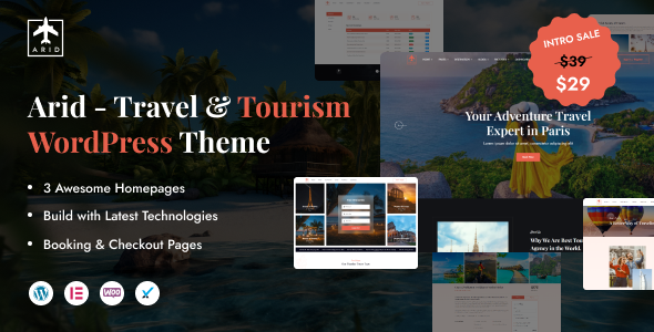 Arid - Travel & Tourism Booking WordPress Theme