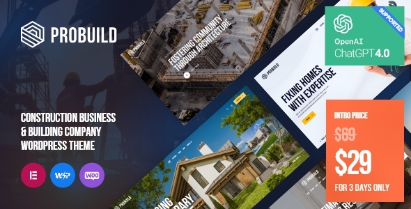 ProBuild | A Construction Business & Building Company WordPress Theme