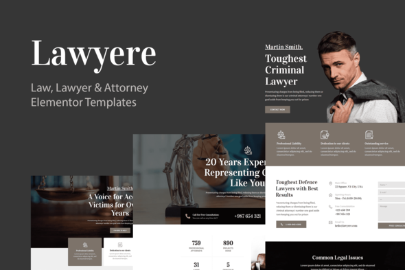 Lawyere - Legal & Attorney Elementor Template Kit