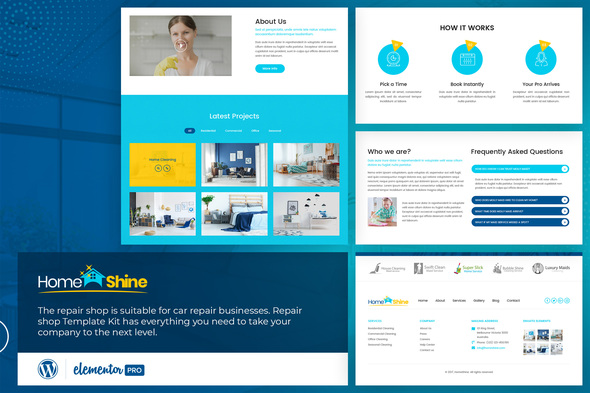 HomeShine - Cleaning & Laundry  Elementor Template Kit