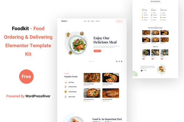 Foodkit - Food Ordering & Delivering Elementor Template Kit