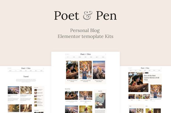 Poet & Pen - Personal Blog Elementor Template Kit