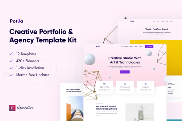Potua - Creative Portfolio & Agency Elementor Template Kit