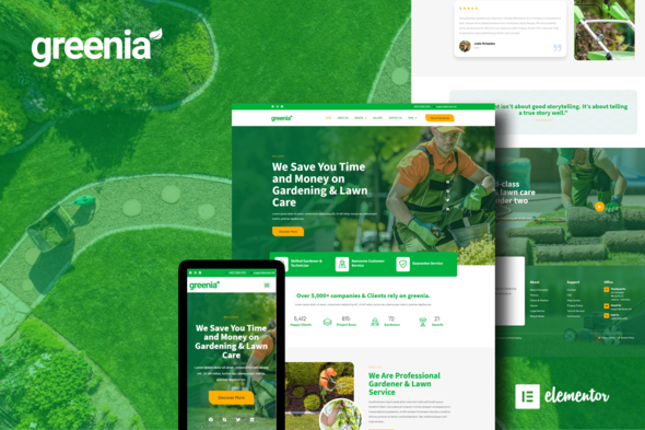 Greenia - Landscape & Gardening Elementor Template Kit