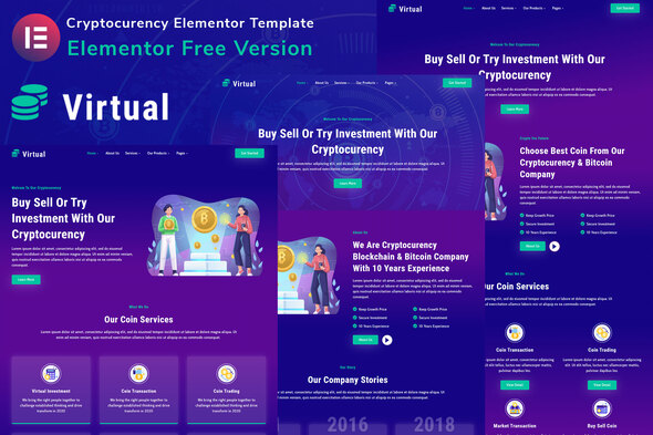 Virtual - Cryptocurency Blockchain & Bitcoin Elementor Template Kit