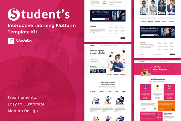 Student's Online e-Course Elementor Template Kit