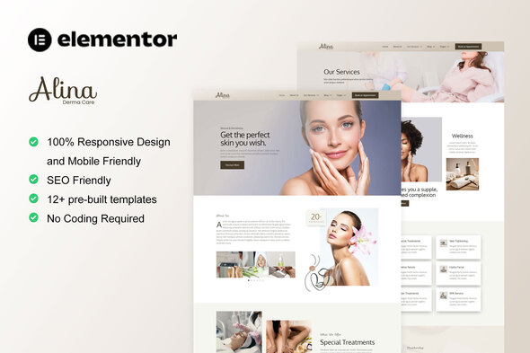 Alina - Skin Care & Dermatology Elementor Template Kit