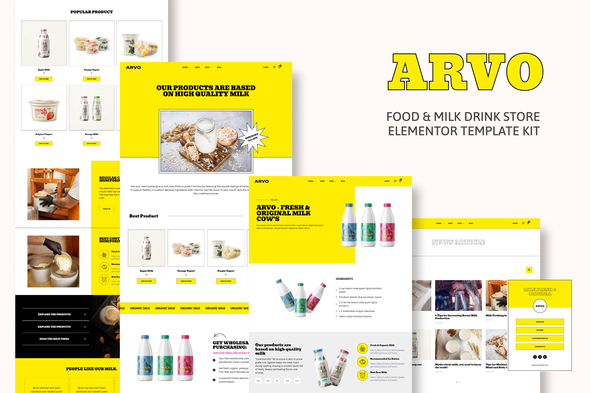 Arvo - Food & Milk Drink Store Elementor Template Kit