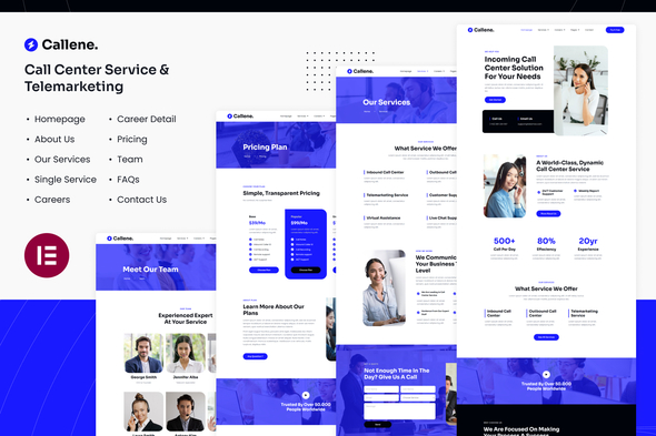 Callene | Call Center Service & Telemarketing Elementor Template Kit