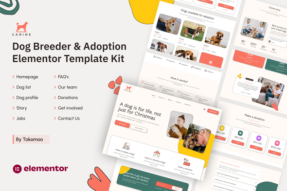Carine | Dog Breeder & Adoption Elementor Template Kit