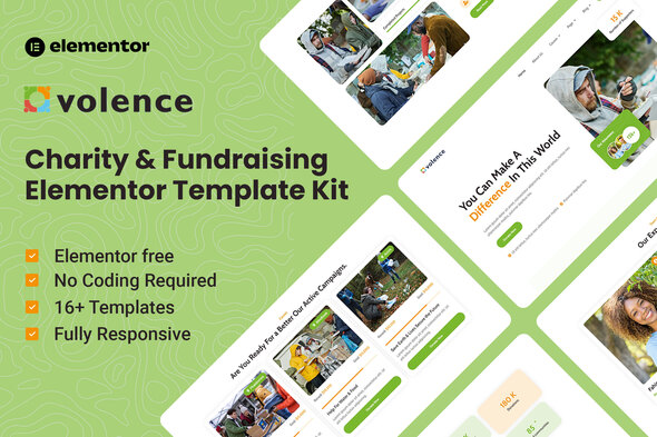 Volence - Fundraising Charity Elementor Template Kit
