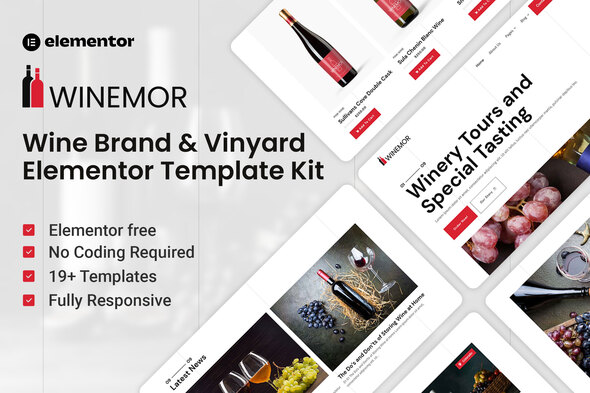 Winemoris - Wine Brand & Vineyard Elementor Template Kit