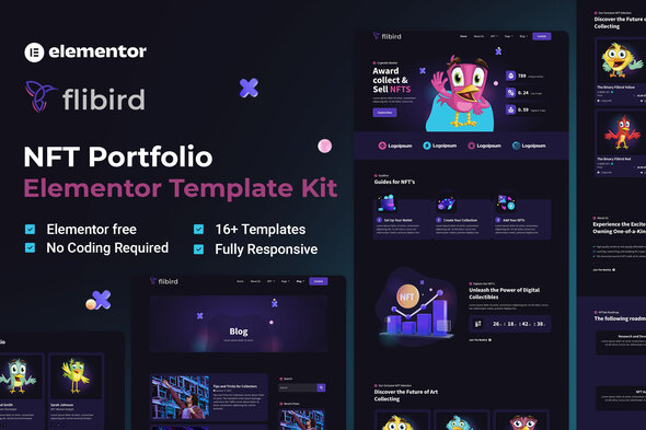 Flibird - NFT Portfolio Elementor Template Kit