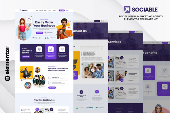 Sociable - Social Media Marketing Agency Elementor Template Kit