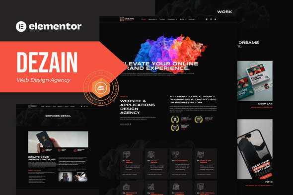 Dezain - Web Design Agency Elementor Pro Template Kit