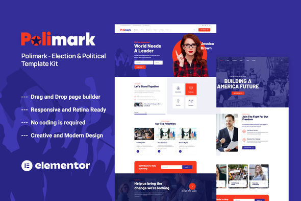Polimark - Political Campaign & Elections Elementor Template Kit