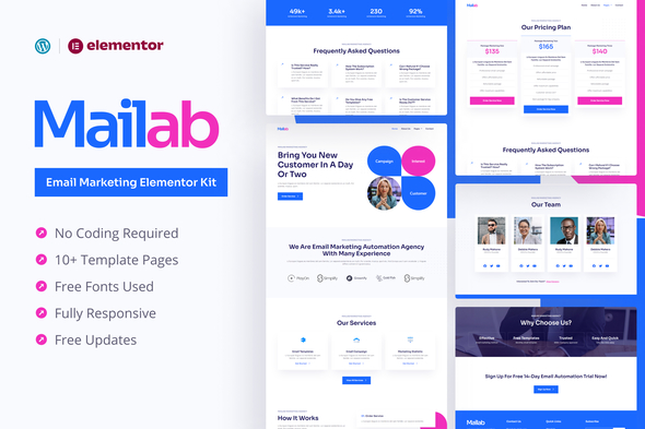 Mailab - Email Marketing Elementor Template Kit