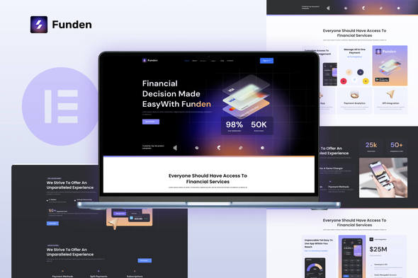 Funden - Online Payment Gateway & Fintech Elementor Template Kit