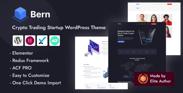Bern - Cryptocurrency & Stock Trading Startup WordPress Theme