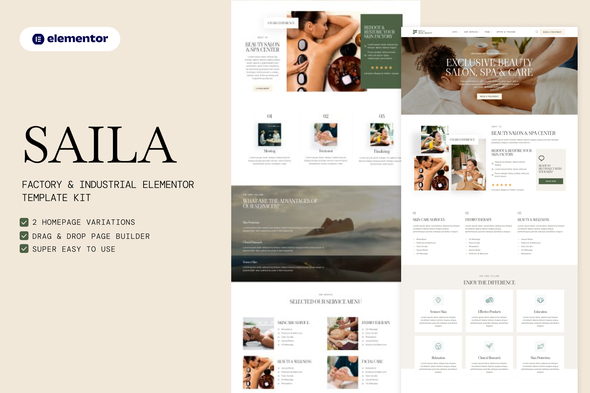 Saila - Spa & Massage Salon Beauty Elementor Template Kit