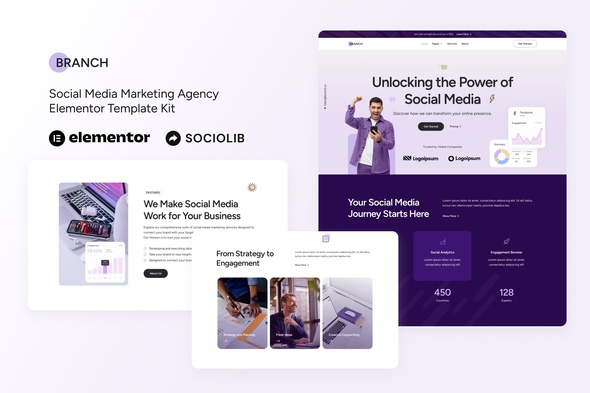 Branch - Social Media Marketing Agency Elementor Template Kit