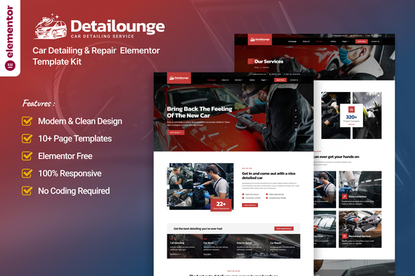 Detailounge - Car Detailing & Repair Service Elementor Template Kit