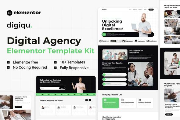 Digiqu - Digital Agency Elementor Template Kit