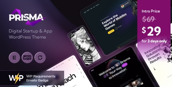 Prisma - Digital Startup & App WordPress Theme