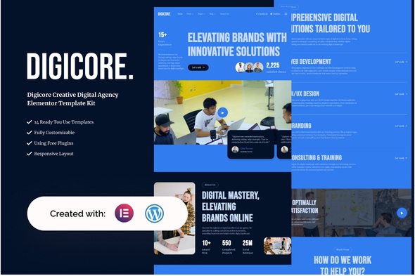 Digicore - Creative Digital Agency Elementor Template Kit