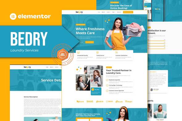 Bedry - Laundry Services Elementor Pro Template Kit