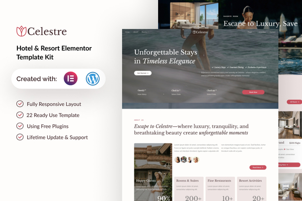 Celestre - Hotel & Resort Elementor Template Kit