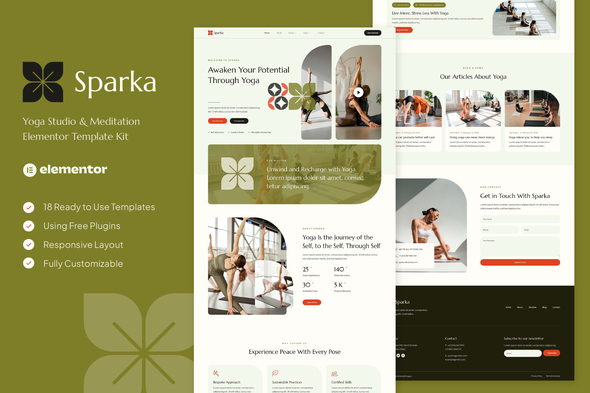 Sparka - Yoga Studio & Meditation Elementor Template Kit