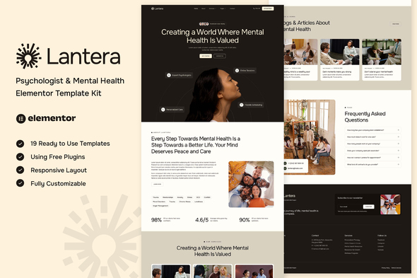 Lantera - Psychologist & Mental Health Elementor Template Kit
