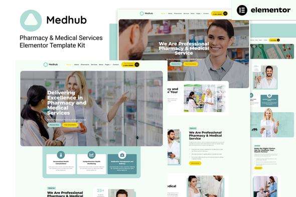 MedHub - Pharmacy & Medical Services Elementor Template Kit