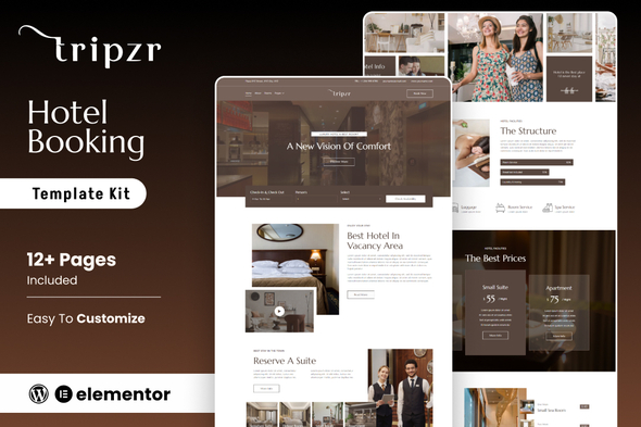 Tripzr - Hotel Booking Elementor Template Kit
