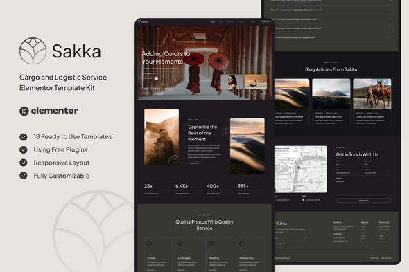 Sakka - Photography Service & Portfolio Elementor Template Kit