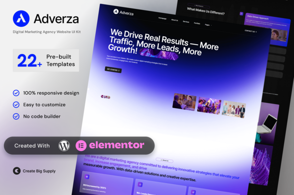 Adverza - Digital Marketing Agency Elementor Template Kit