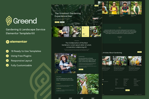 Greend - Gardening & Landscape Service Elementor Template Kit
