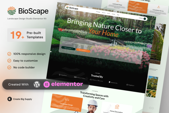 BioScape - Landscape Design & Home Decoration Elementor Template Kit
