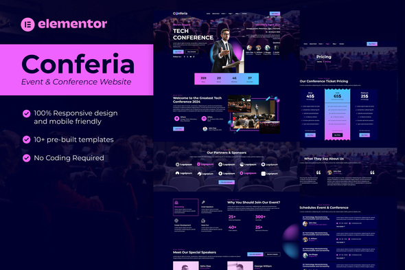 Conferia - Event & Conference Elementor Template Kit