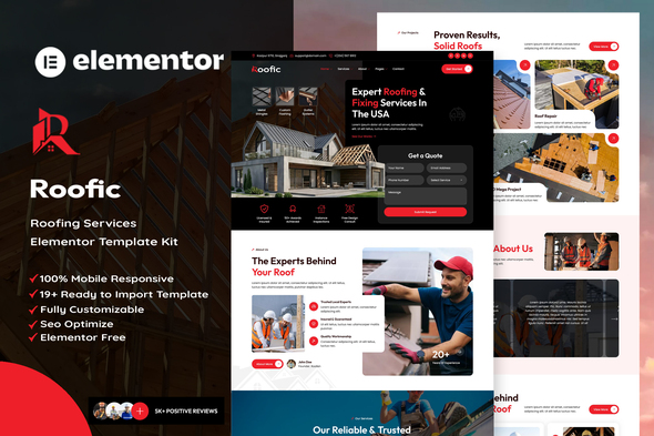Roofic - Roofing Services Elementor Template Kit