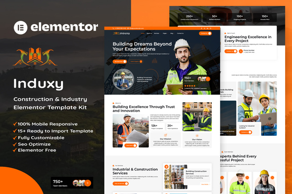 Induxy - Construction & Industry Elementor Template Kit