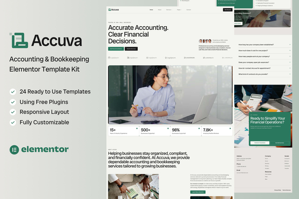Accuva - Accounting & Bookkeeping Service Elementor Template Kit