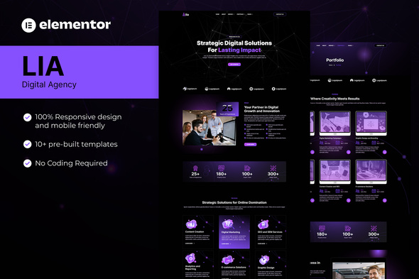 Lia - Digital Agency Elementor Pro Template Kit